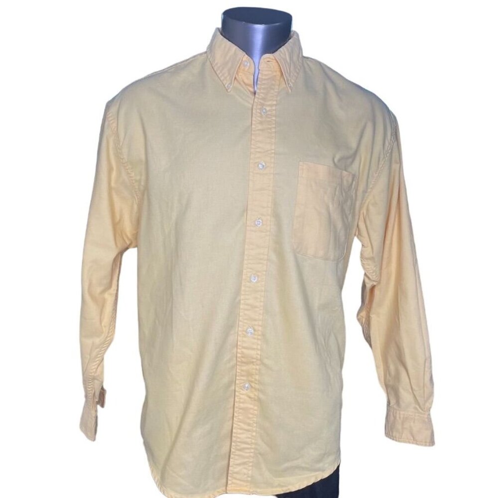 Vintage Mens Eddie Bauer Dress Casual Button Down Shirt Size Medium u Yellow